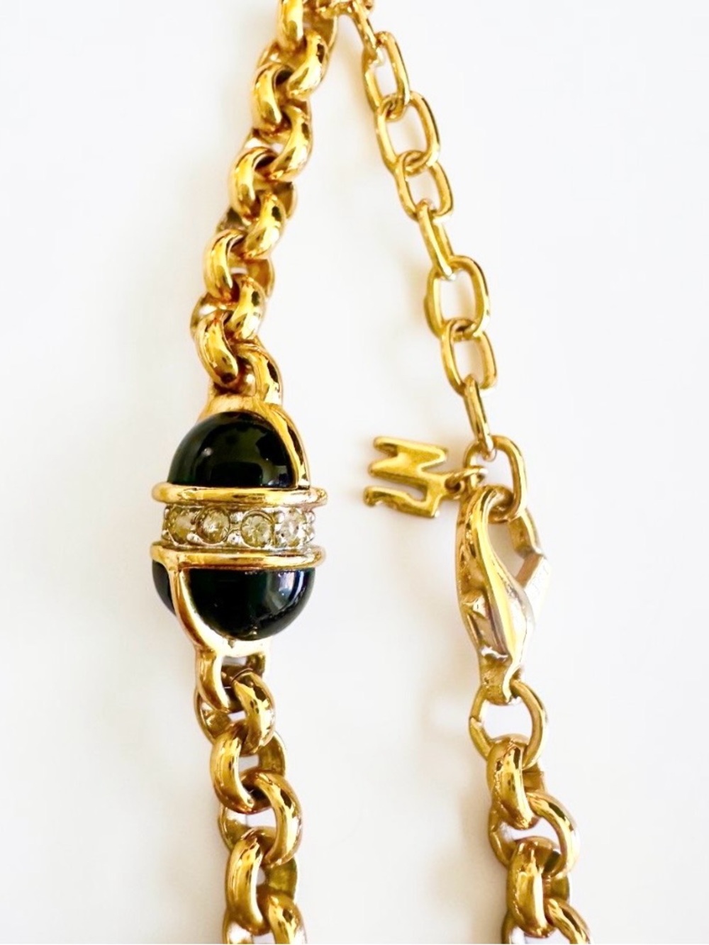 Nina Ricci Gold-Tone with Black Enamel and Crystal Accent Necklace